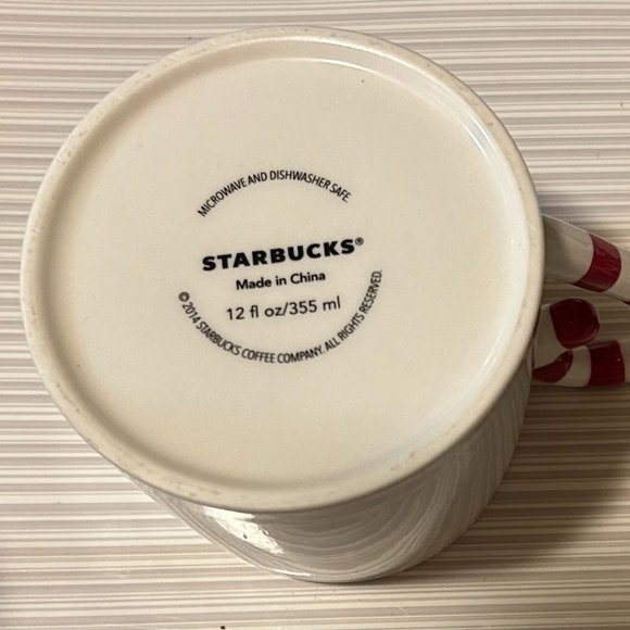 2014 Starbucks Candy Cane Handle Ceramic 12 oz. Coffee Mug - Picture 4 of 4